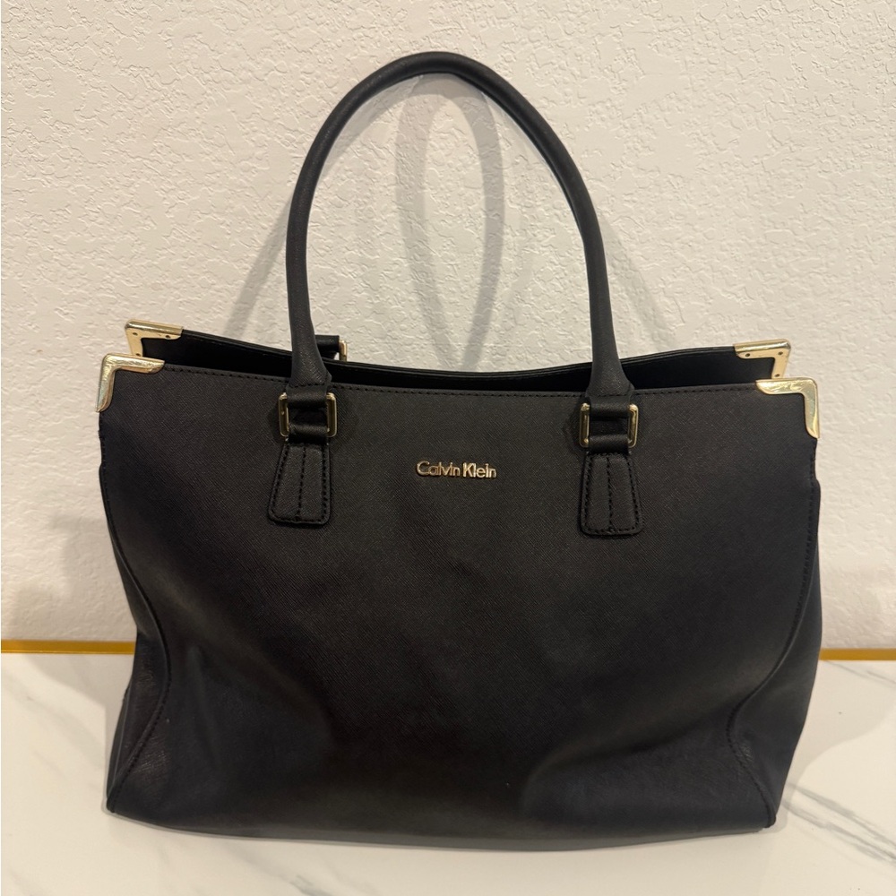 Calvin Klein Black and Gold Tote Bag